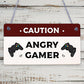 Blue Gaming Sign Hanging Door Plaque Gamer Gift Boys Bedroom Decor Son Dad Gift