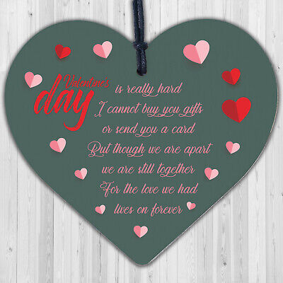 Husband Wife Valentines Day Memorial Graveside Poem Wood Heart Hanging Sign Gift