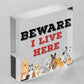 BEWARE I LIVE HERE Rottweiler Hanging Outdoor Dog Warning Sign Gate Security NEW