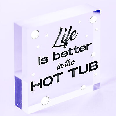 Novelty Hot Tub Sign Garden Decor Hanging Wall Shed Outdoor Plaque Pool Party