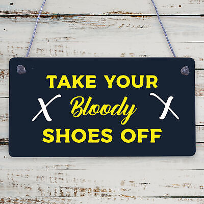 Bloody Shoes Funny Vintage Remove Shoes Present Hanging Plaque Gift Door Sign