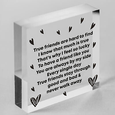 True Friend Wood Heart Plaque Friendship Sign Gift For Best Friend Birthday Xmas