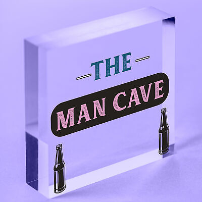 Rustic THE MAN CAVE Sign Garage Shed Plaque Funny Gift For Him Men Keepsake