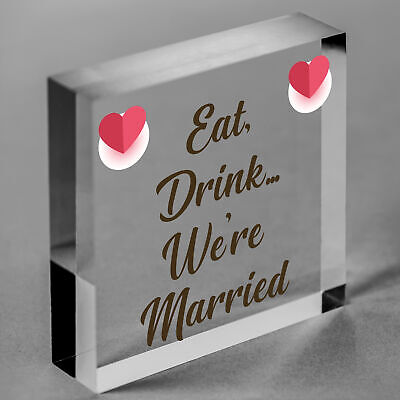 Shabby & Chic Wedding Sign Eat Drink Married Bride Groom Plaque Present Gift