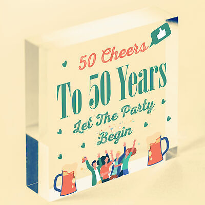 50th Birthday 50 Cheers To 50 Years Funny Wooden Heart Sign Gift For Him Her