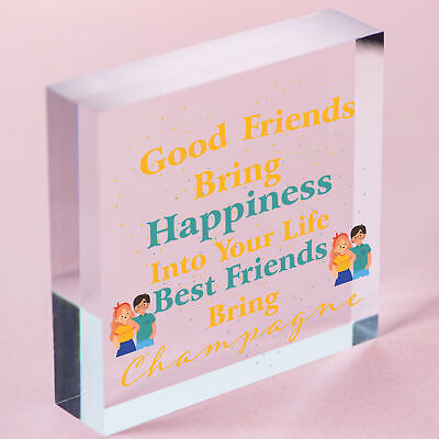 Best Friends Bring Prosecco Wooden Hanging Heart Plaque Novelty Alcohol Sign New