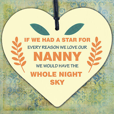 Cute Nanny Heart Wood Sign Mothers Day Gift Nanny Birthday Gift Grandparent Gift