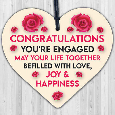 Wedding Engagement Couple Gift Congratulations Wooden Heart Plaque Mr & Mrs Gift