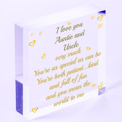 Auntie And Uncle Gift Heart Plaque Auntie Uncle Birthday Xmas Gift From Niece