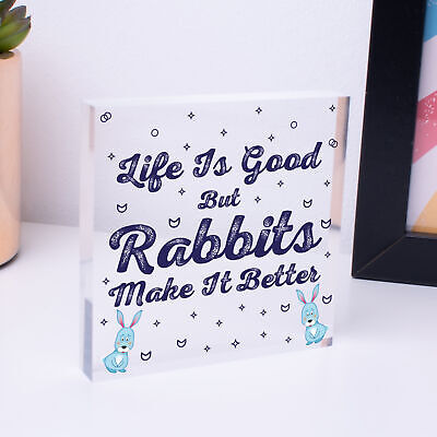 Rabbits Make Life Better Wooden Hanging Heart Plaque Pet Rabbit Hutch Sign Decor