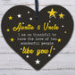 Auntie Gifts For Uncle Thank You Wooden Heart Plaque Chic Sign Birthday Presents