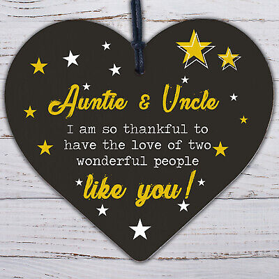 Auntie Gifts For Uncle Thank You Wooden Heart Plaque Chic Sign Birthday Presents