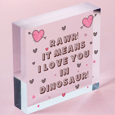 Rawr I Love You Novelty Wooden Hanging Heart Plaque Funny Valentines Day Gift