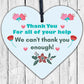 Thank You For Your Help Gift For Teacher Nurse Volunteer Carer Wooden Heart