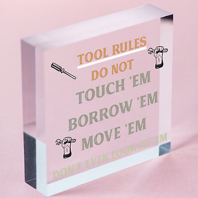 Funny Tool Rules Garage Man Cave Workshop Shed Sign Gift For Him Dad Grandad