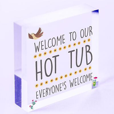 Hot Tub Sign Hanging Novelty Garden Plaque Shed Pool Party Funny Gift Sign