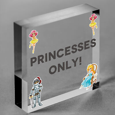 Princesses Only Plaque Door Nursery Bedroom Sign Baby Girl Fairytale Decor Gifts