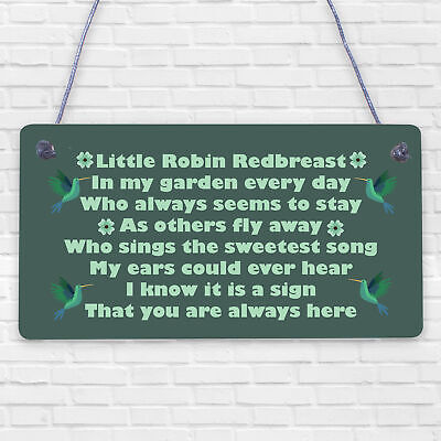 Robin Redbreast Memorial Bereavement Plaque Garden Grave Sign Xmas Family Gift