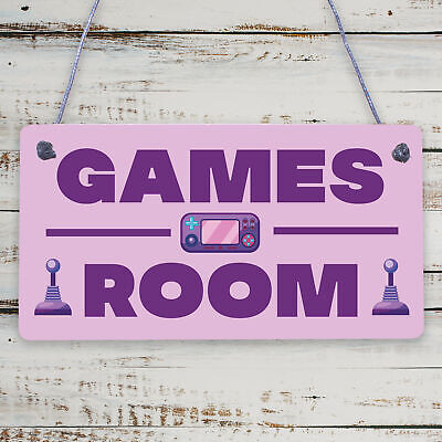 Games Room Man Cave Hanging Plaque Gift For Him Boys Bedroom Plaque Sign