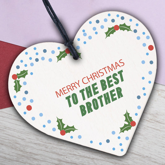 Christmas Funny Gifts For Brother Hanging Wooden Heart Novelty Gift From Sister