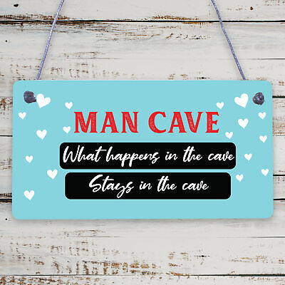 Man Cave Novelty Wooden Hanging Plaque Funny Boyfriend Husband Son Sign Gift