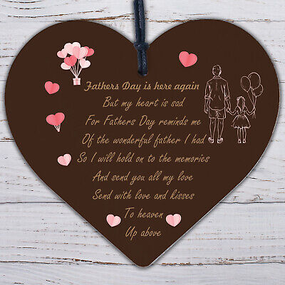 Wonderful Father Hanging Wooden Heart FATHERS DAY Memorial Sign Gifts For Him