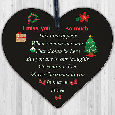 Memorial Christmas Tree Decoration Bauble Wooden Heart Poem Plaque Family Gifts