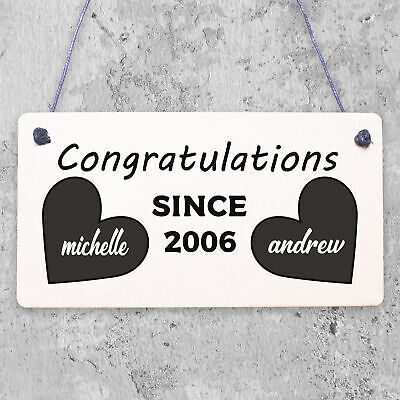 Congratulations Couple Wedding Engagement Gift Hanging Plaque Cute Love Sign