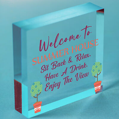 Welcome Signs For Summerhouse Hanging Wall Garden Plaque New Home Gift