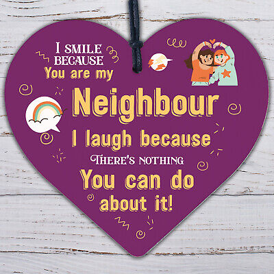 Best Neighbour Funny Gifts Wood Heart Birthday Christmas Gift For Best Neighbour