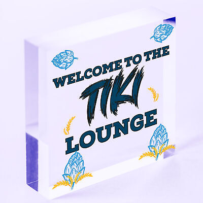 The Tiki Lounge Novelty Home Bar Sign Hanging Garden Bar Decor Tropical Signs