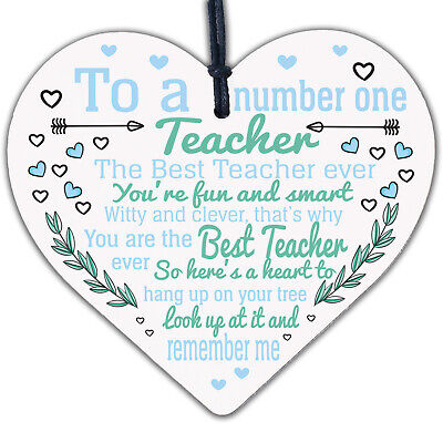 Teacher Gift Wooden Heart Number One Teacher Assistant Thank You Leaving Gift