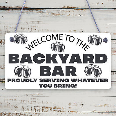 Welcome Backyard Bar Sign Hanging Home Bar Sign Garden Plaque Alcohol Gift