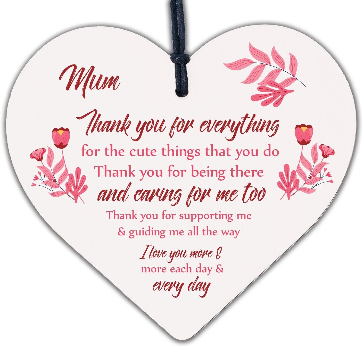 Cute Mothers Day Gift Wooden Heart Thank You Gift For Mum Daughter Son Gifts