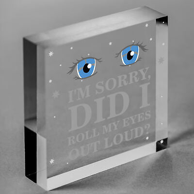 Sorry Did I Roll My Eyes Out Loud? Funny Sarcasm Hanging Plaque Friend Gift Sign