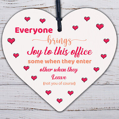 Bring Joy To The Office Colleague Novelty Wood Heart Leaving Gift Office Plaque