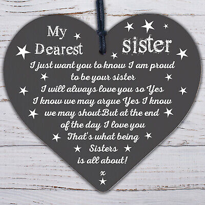 Sister Gift Birthday Gift For Sister Keepsake Poem Wooden Heart Friendship Sign