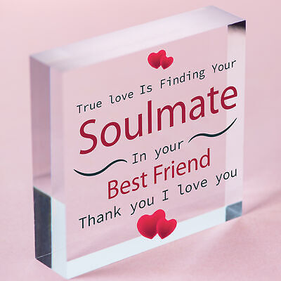 SOULMATE Gift Wooden Heart Best Friend Plaques Anniversary Valentines Day Gifts