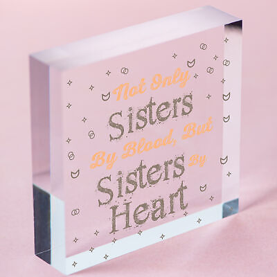 Sisters By Heart Wooden Hanging Heart Shaped Best Sister Plaque Love Gift Sign