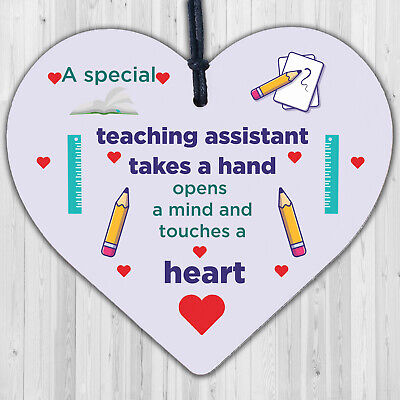 Special Teacher Leaving Gift Wood Heart Plaque Teaching Assistant Thank You Gift