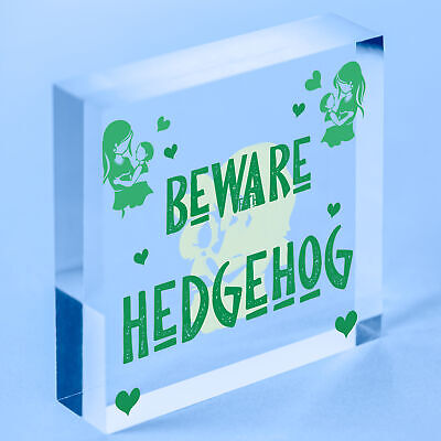 Beware Of The Hedgehog Novelty Wooden Hanging Shabby Chic Plaque Animal Sign