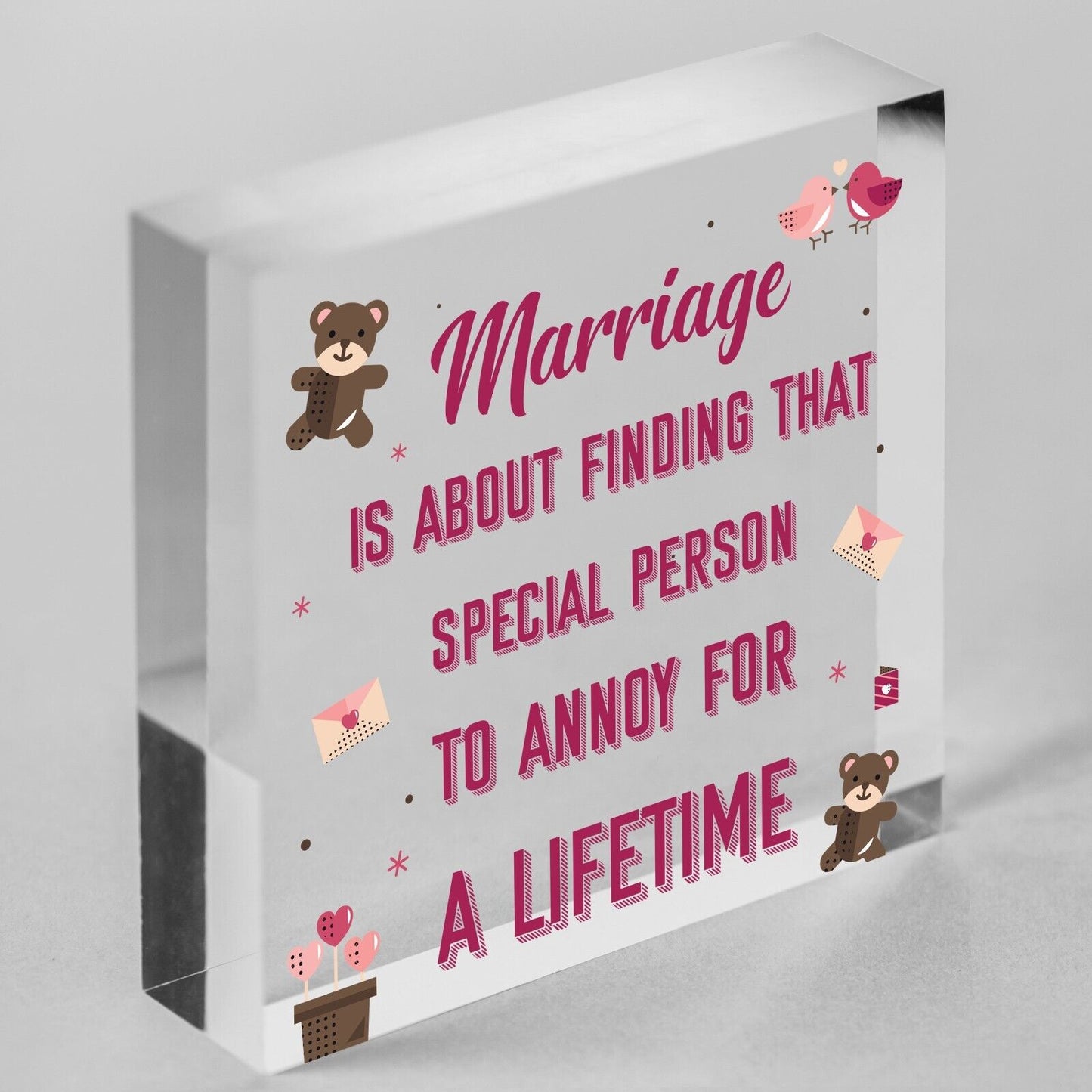 Wedding Marriage Anniversary Gift Wooden Heart Wall Plaque Husband Wife Present