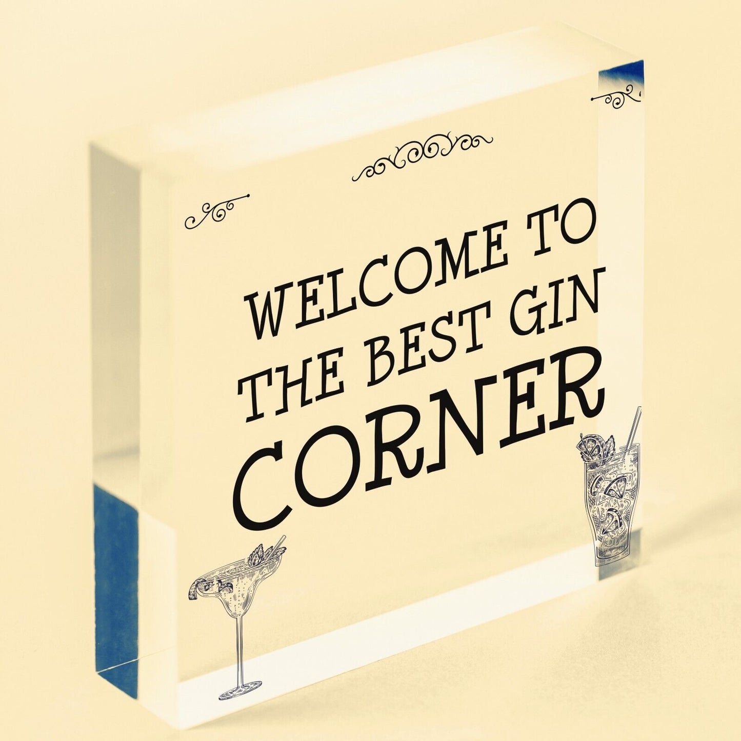 Best Gin Corner Sign Shabby Chic Home Bar Garden Shed Sign Alcohol Gin Gift