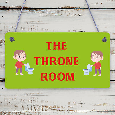 The Throne Room Novelty Wooden Hanging Plaque Funny Restroom Bathroom Door Sign