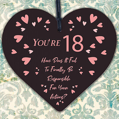 18th Birthday Wooden Heart Funny Gift For Son Daughter Brother Sister Novelty