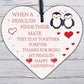 Valentines Day Gift For Him Her Girlfriend Boyfriend Wife Wood Heart Penguin