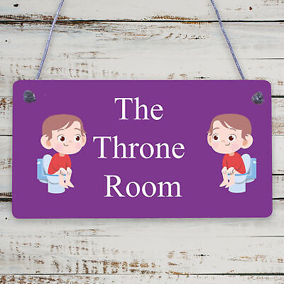 The Throne Room Novelty Wooden Hanging Plaque Funny Restroom Bathroom Door Sign