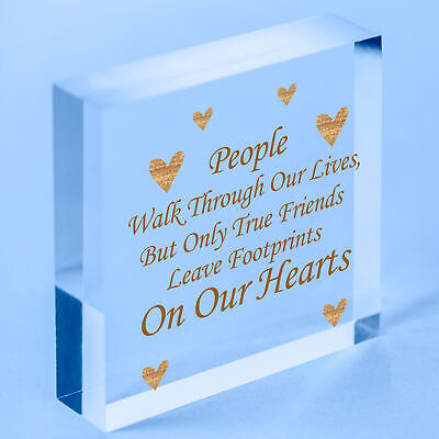 True Friends Leave Footprints On Our Hearts Plaque Best Friends Gift Wooden Sign