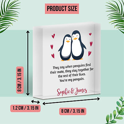 Personalised Penguin Couple Gifts for Her Him Girlfriend Boyfriend Wife Husband