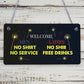 Welcome No Shirt Free Drinks Hanging Plaque Man Cave Gift Funny Pub Bar Sign New